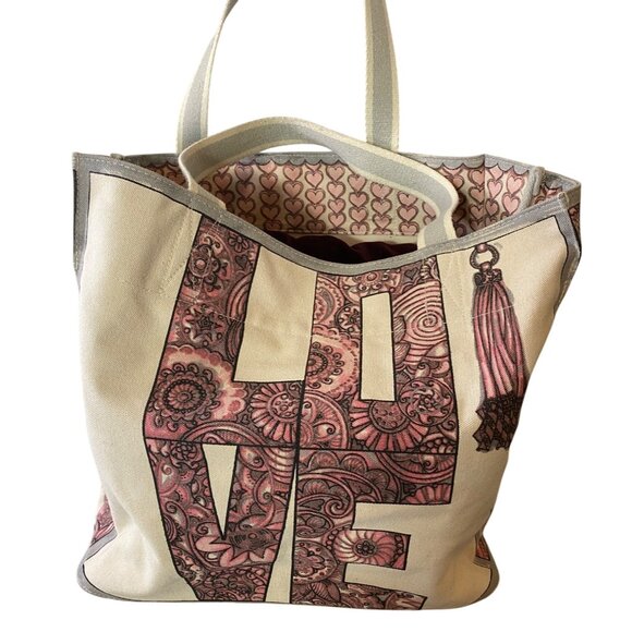 Brighton Love Bloom Heart Print Canvas Tote Bag - Picture 2 of 10